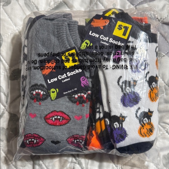Other - Ladies Low Cut Socks - Gray, White, Orange